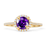 Round Halo Diamond Gold Ring