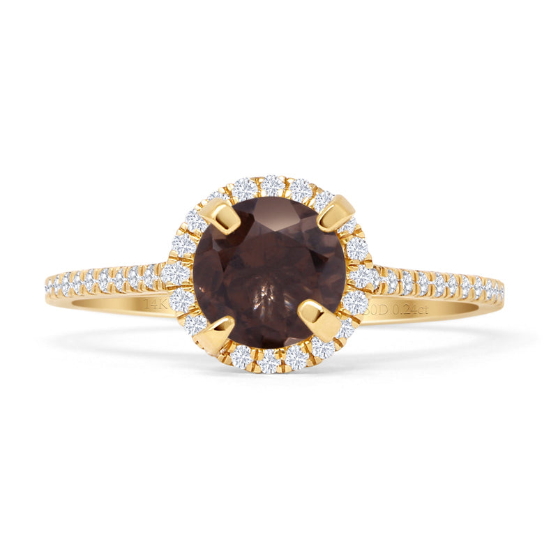 Round Halo Diamond Gold Ring