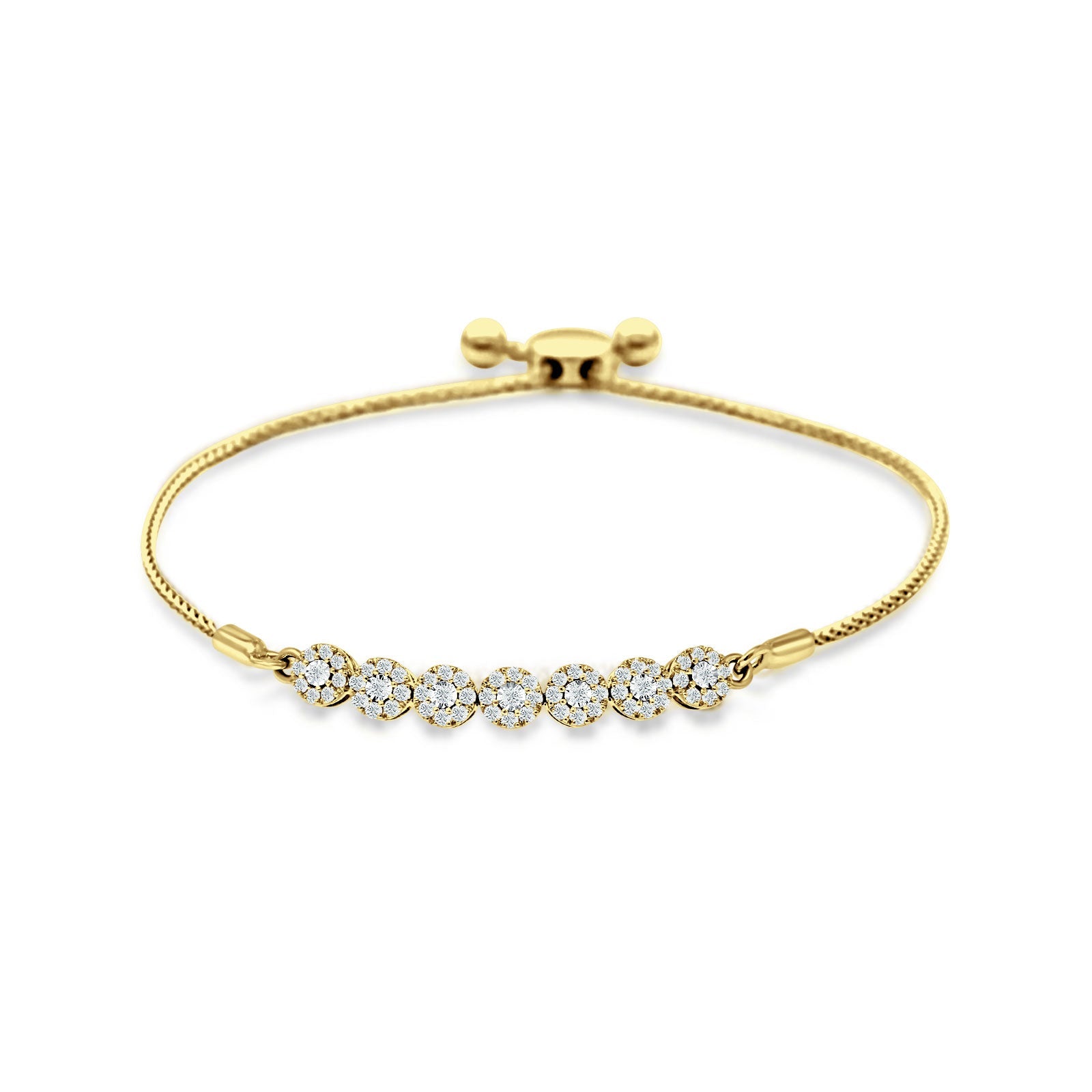 14K Gold 9 Twist Rope Chain Round Natural Diamond Adjustable Bracelet