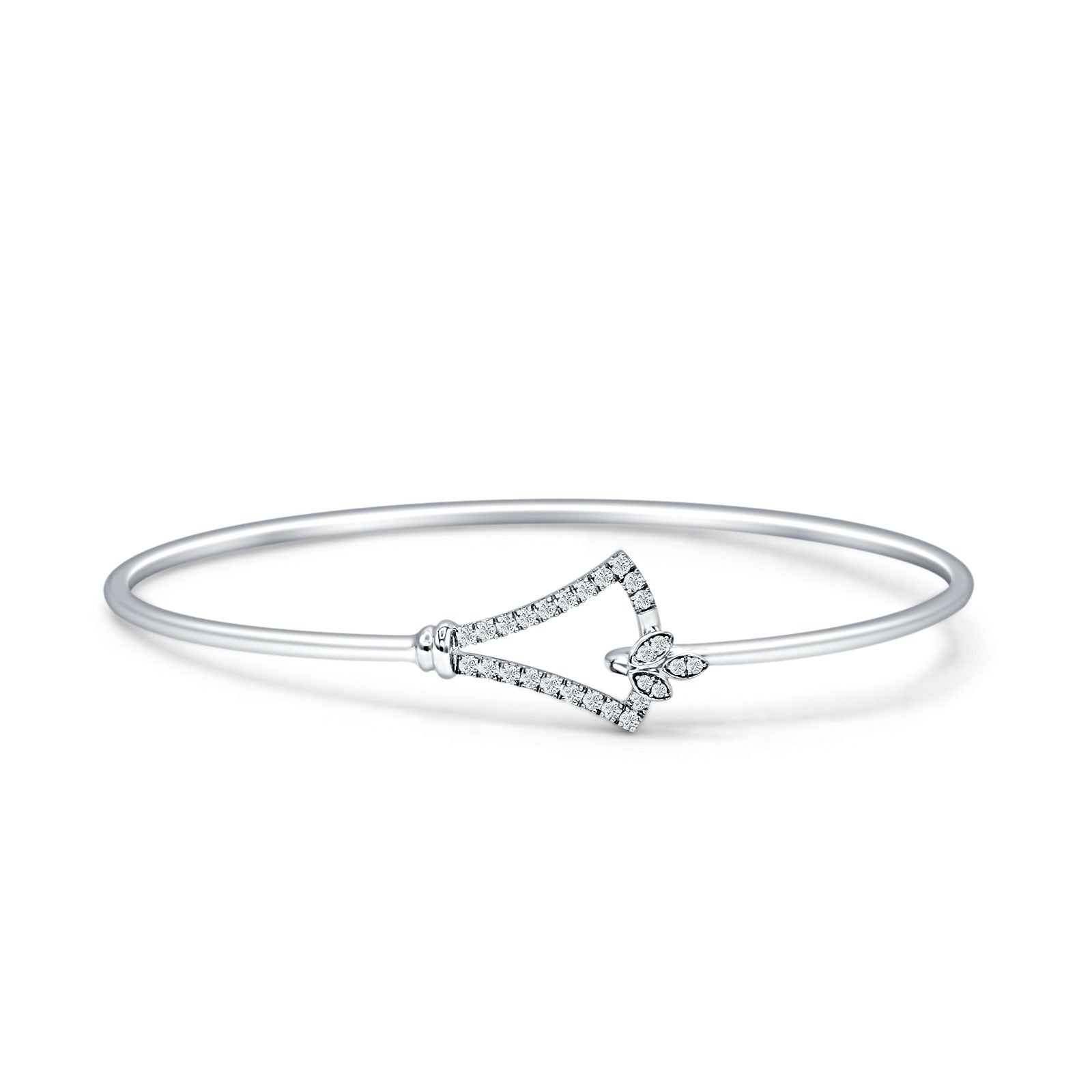 14K Gold 2.11mm Inter Quartet Bangle Bracelet Round Natural Diamond