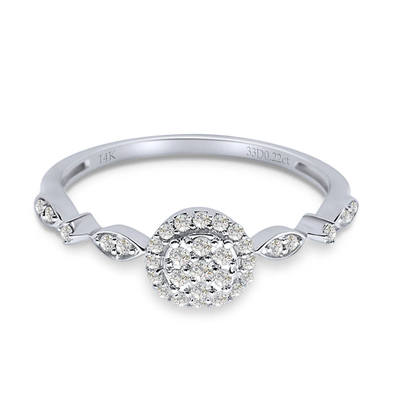 Round Halo Cluster Marquise Band Diamond Ring