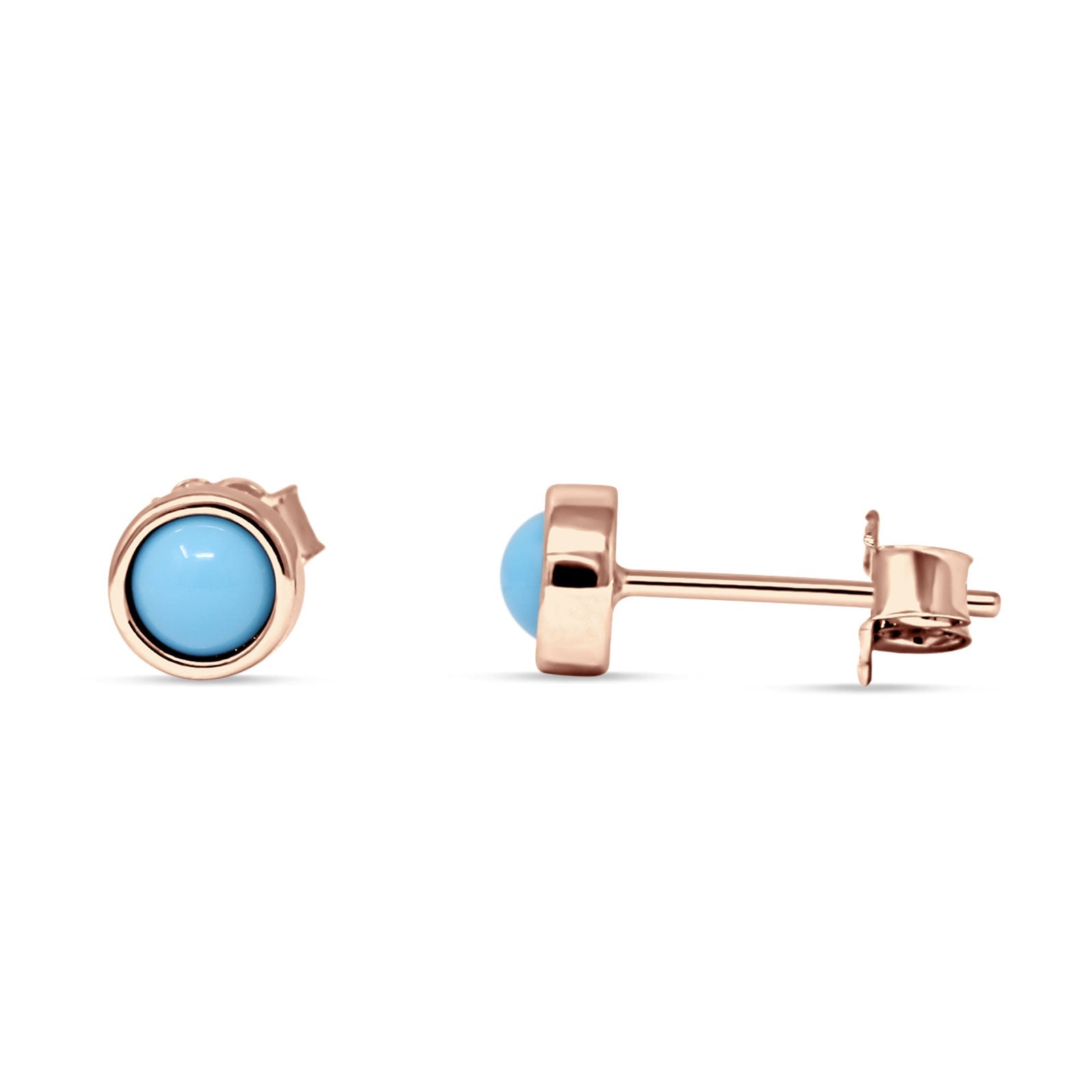 Half Ball Stud Earrings 5mm Round Turquoise 925 Sterling Silver