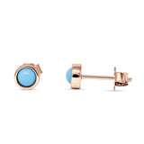 Half Ball Stud Earrings 5mm Round Turquoise 925 Sterling Silver
