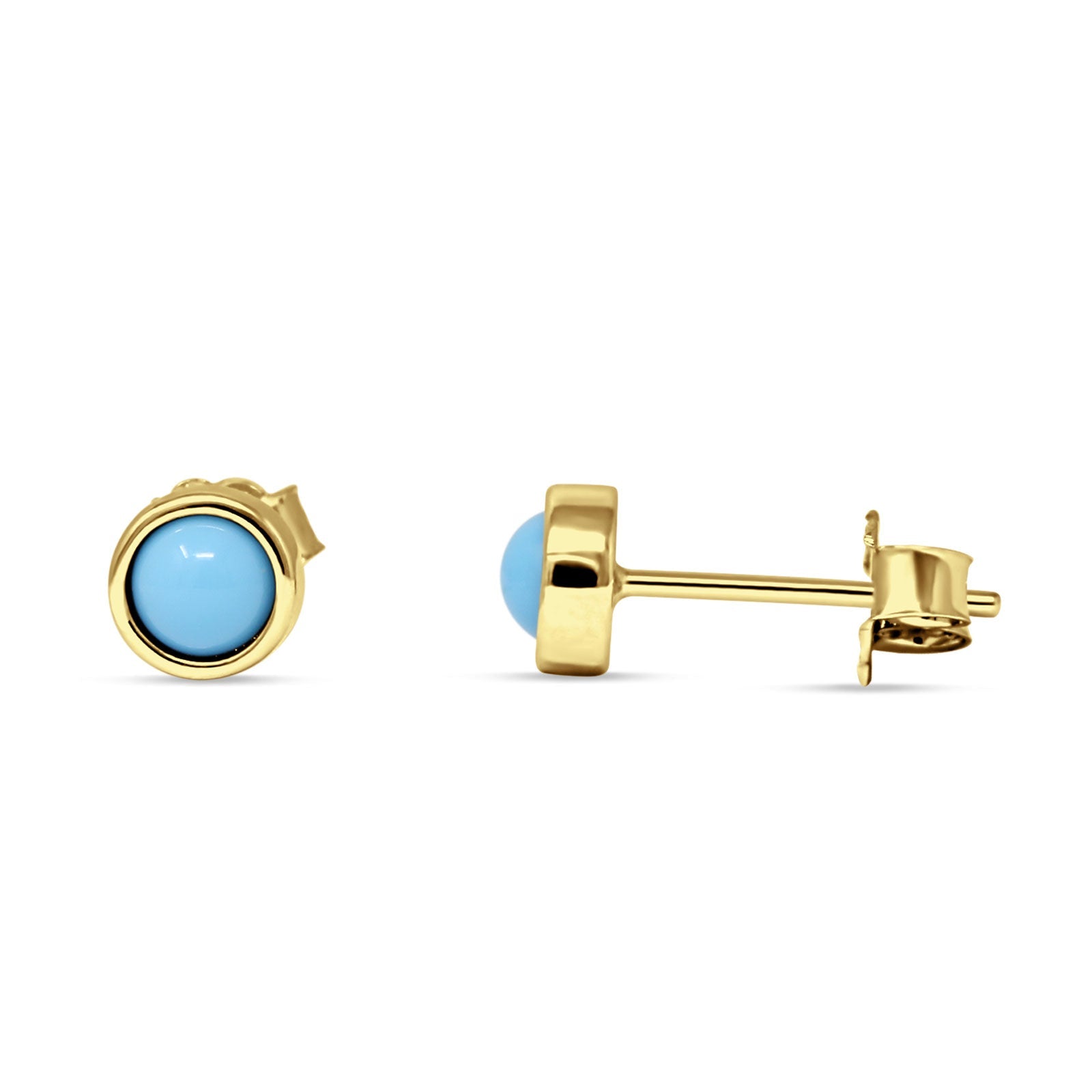 Half Ball Stud Earrings 5mm Round Turquoise 925 Sterling Silver