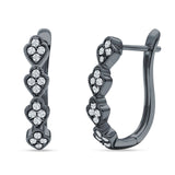 Leaf Style Hoop Earring Cubic Zirconia 925 Sterling Silver