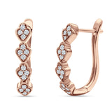 Leaf Style Hoop Earring Cubic Zirconia 925 Sterling Silver
