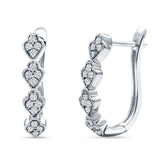 Leaf Style Hoop Earring Cubic Zirconia 925 Sterling Silver