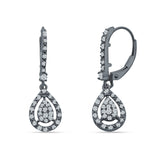 Pear Teardrop Leverback Hoop Earring Cubic Zirconia 925 Sterling Silver