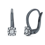 Cushion Round Halo Leverback Hoop Earring Cubic Zirconia 925 Sterling Silver