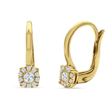 Cushion Round Halo Leverback Hoop Earring Cubic Zirconia 925 Sterling Silver