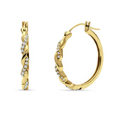 Round Twisted Infinity Hoop Earring Cubic Zirconia Two Tone 925 Sterling Silver