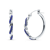 Round Twisted Infinity Hoop Earring Cubic Zirconia Two Tone 925 Sterling Silver