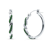 Round Twisted Infinity Hoop Earring Cubic Zirconia Two Tone 925 Sterling Silver