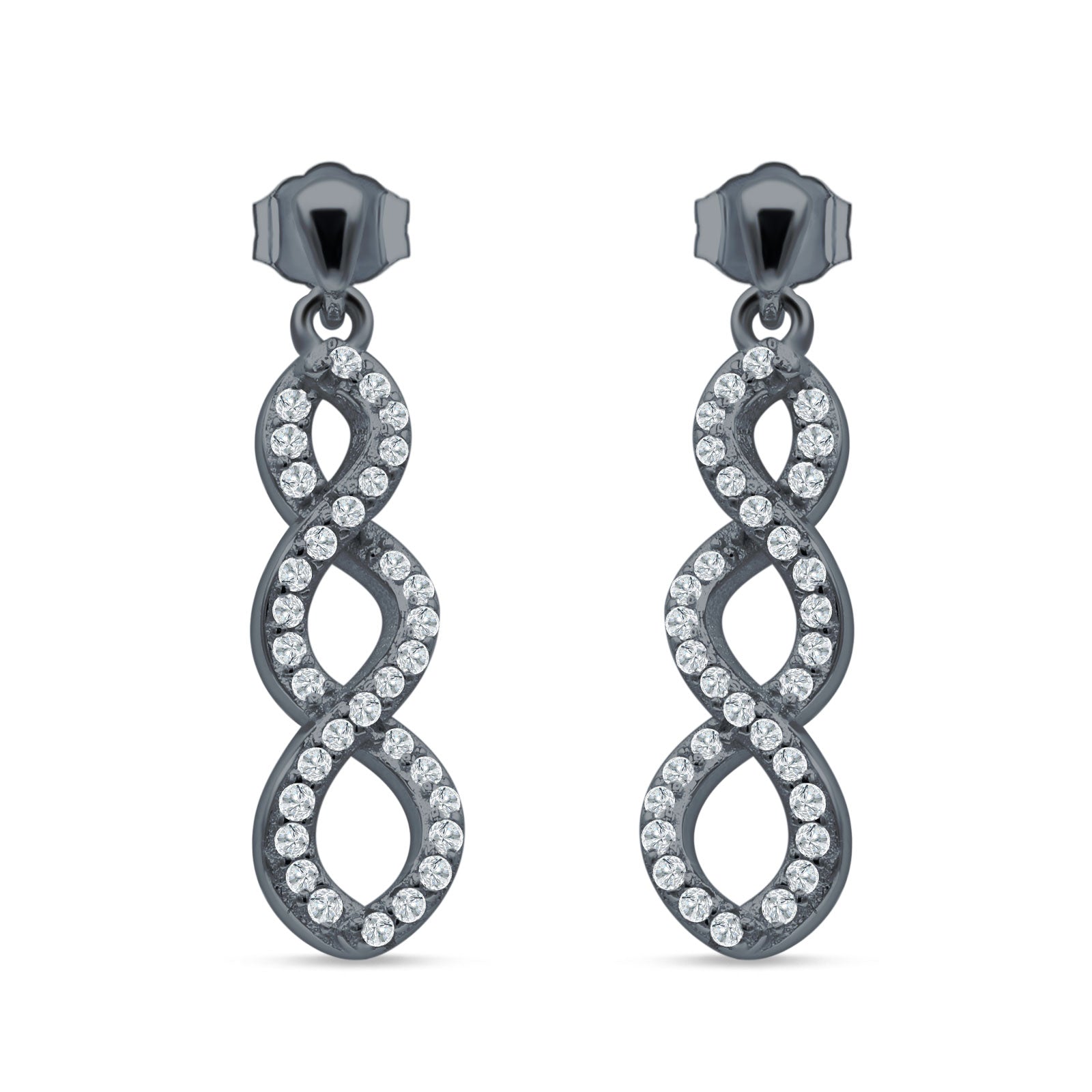Twisted Infinity Stud Earring Cubic Zirconia 925 Sterling Silver