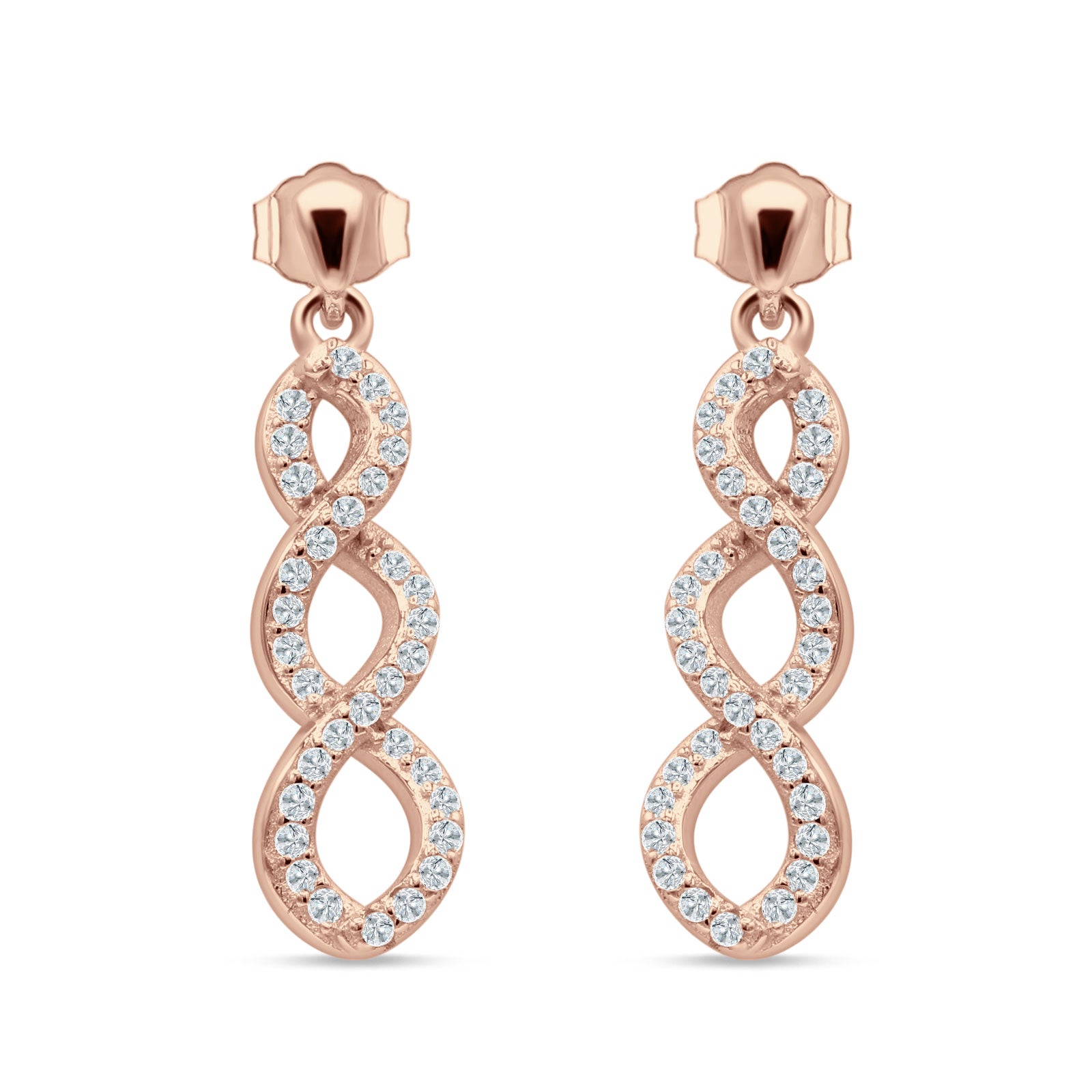 Twisted Infinity Stud Earring Cubic Zirconia 925 Sterling Silver