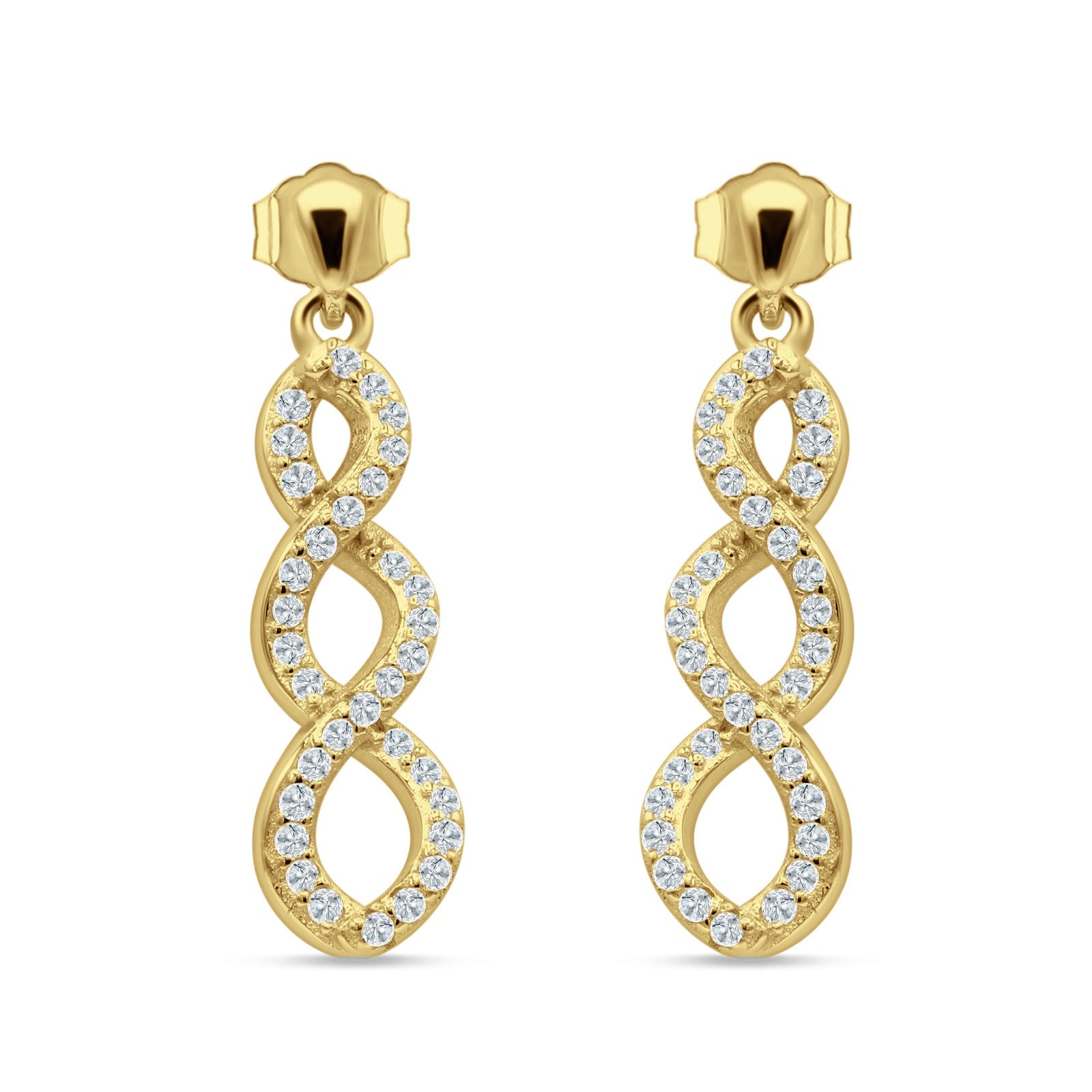 Twisted Infinity Stud Earring Cubic Zirconia 925 Sterling Silver