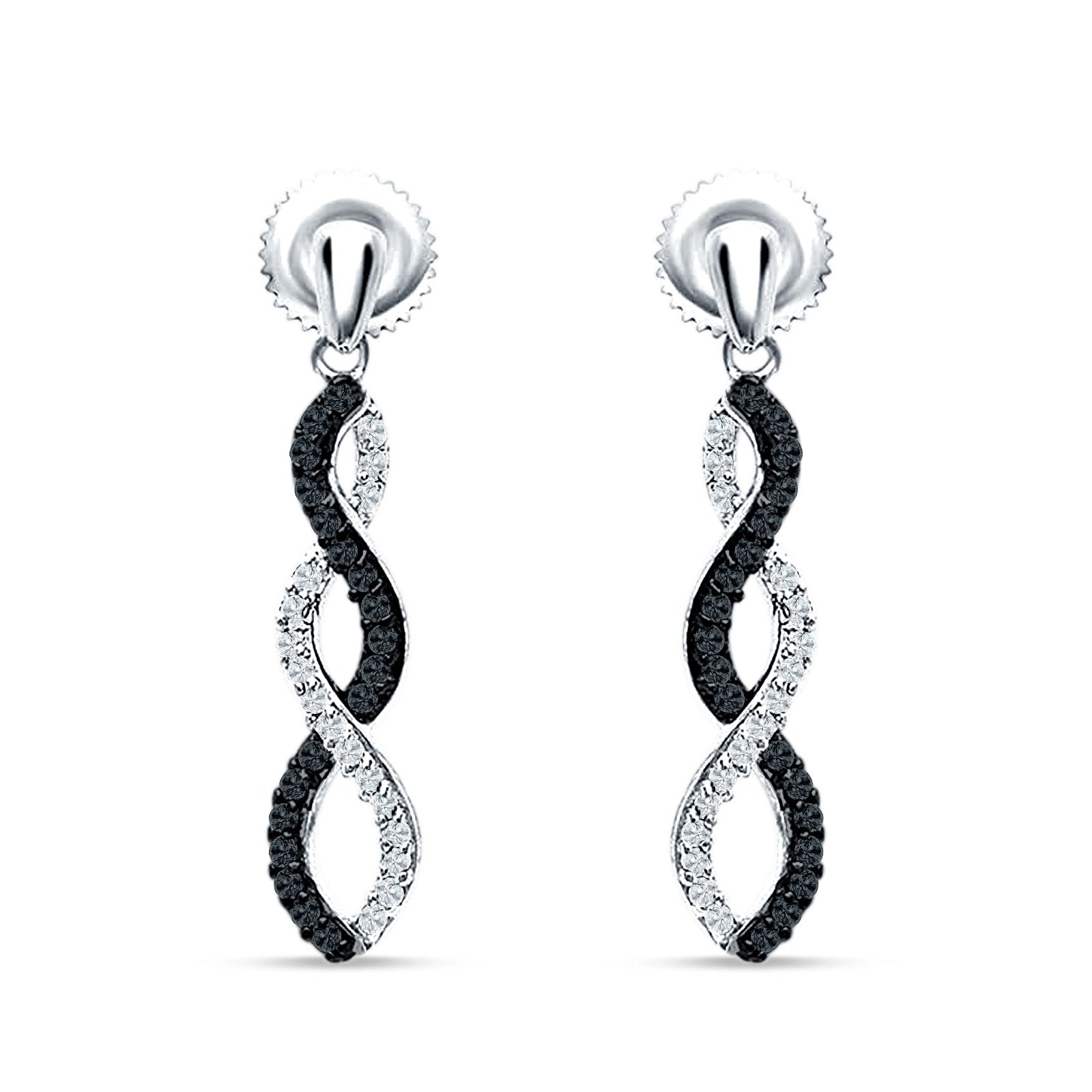 Twisted Infinity Stud Earring Cubic Zirconia 925 Sterling Silver