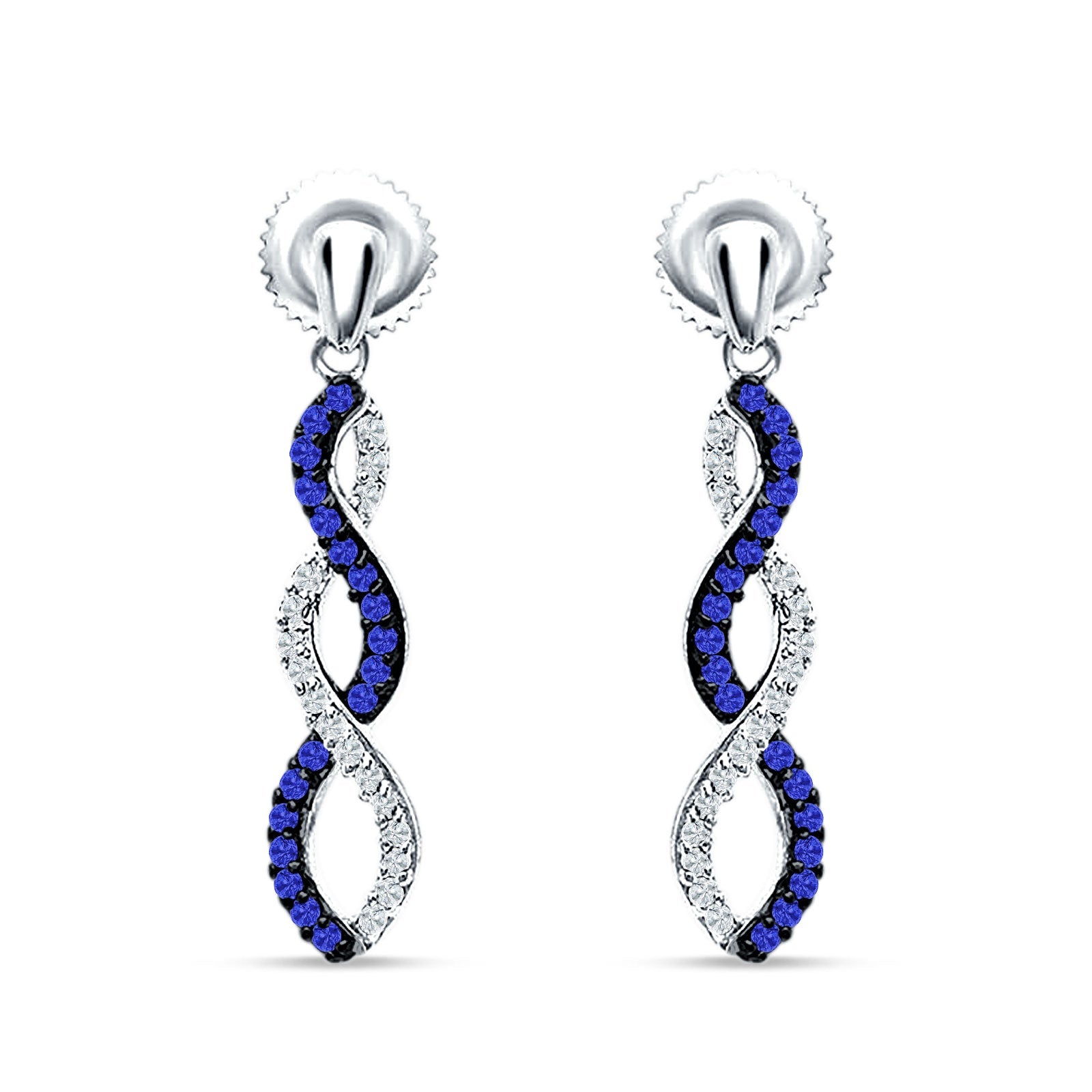 Twisted Infinity Stud Earring Cubic Zirconia 925 Sterling Silver