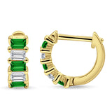 Minimalist Baguette Cubic Zirconia Huggie Hoop Earring Solid 925 Sterling Silver