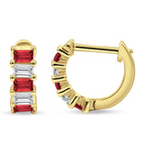 Minimalist Baguette Cubic Zirconia Huggie Hoop Earring Solid 925 Sterling Silver