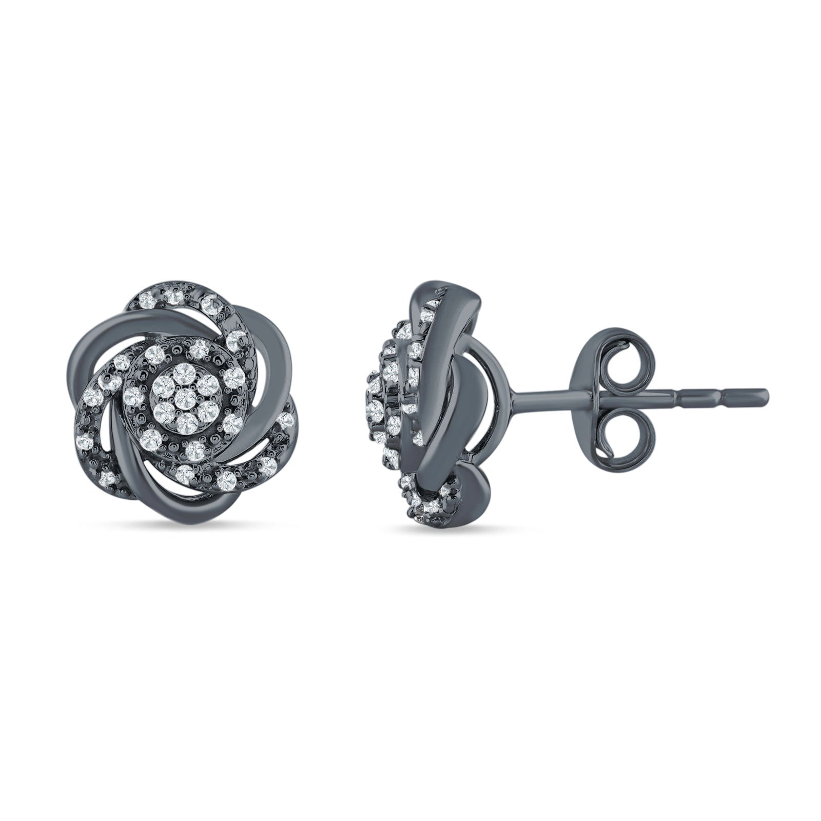 Floral Cluster Stud Earring Cubic Zirconia 925 Sterling Silver