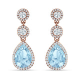 Pear Teardrop Halo Drop Dangle Earring Cubic Zirconia 925 Sterling Silver