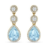 Pear Teardrop Halo Drop Dangle Earring Cubic Zirconia 925 Sterling Silver