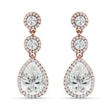 Pear Teardrop Halo Drop Dangle Earring Cubic Zirconia 925 Sterling Silver