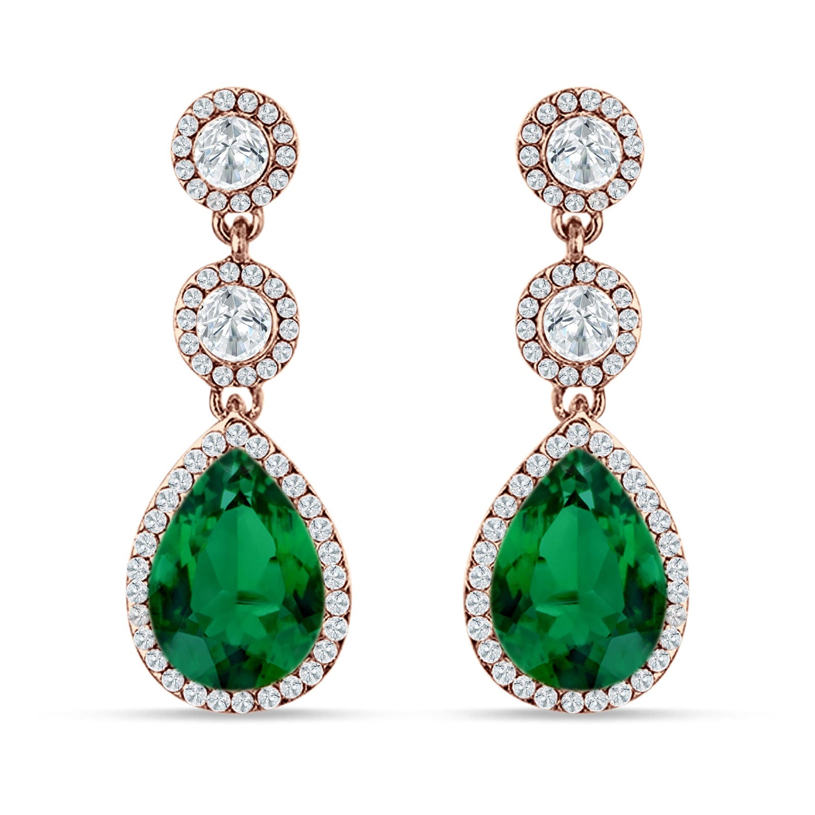 Pear Teardrop Halo Drop Dangle Earring Cubic Zirconia 925 Sterling Silver