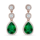 Pear Teardrop Halo Drop Dangle Earring Cubic Zirconia 925 Sterling Silver