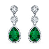 Pear Teardrop Halo Drop Dangle Earring Cubic Zirconia 925 Sterling Silver