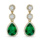Pear Teardrop Halo Drop Dangle Earring Cubic Zirconia 925 Sterling Silver