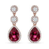 Pear Teardrop Halo Drop Dangle Earring Cubic Zirconia 925 Sterling Silver