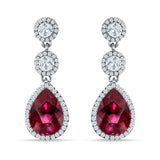 Pear Teardrop Halo Drop Dangle Earring Cubic Zirconia 925 Sterling Silver