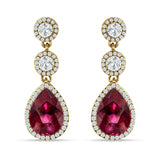 Pear Teardrop Halo Drop Dangle Earring Cubic Zirconia 925 Sterling Silver