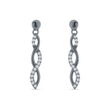 Infinity Twisted Two Tone Stud Earring Cubic Zirconia 925 Sterling Silver