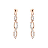 Infinity Twisted Two Tone Stud Earring Cubic Zirconia 925 Sterling Silver