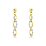 Infinity Twisted Two Tone Stud Earring Cubic Zirconia 925 Sterling Silver