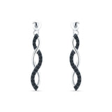 Infinity Twisted Two Tone Stud Earring Cubic Zirconia 925 Sterling Silver