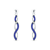 Infinity Twisted Two Tone Stud Earring Cubic Zirconia 925 Sterling Silver