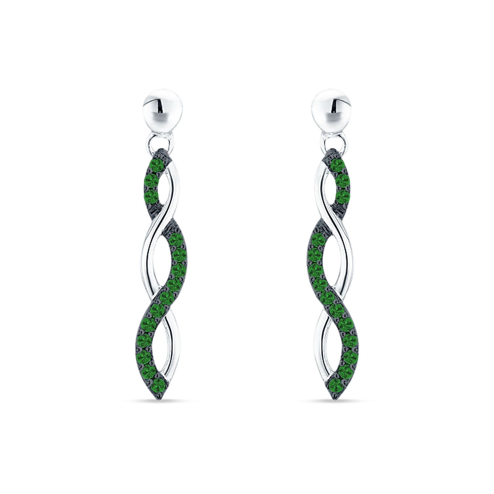 Infinity Twisted Two Tone Stud Earring Cubic Zirconia 925 Sterling Silver