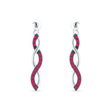 Infinity Twisted Two Tone Stud Earring Cubic Zirconia 925 Sterling Silver