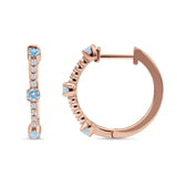 Round Cubic Zirconia Huggie Hoop Earring 925 Sterling Silver
