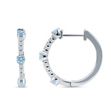 Round Cubic Zirconia Huggie Hoop Earring 925 Sterling Silver