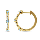 Round Cubic Zirconia Huggie Hoop Earring 925 Sterling Silver