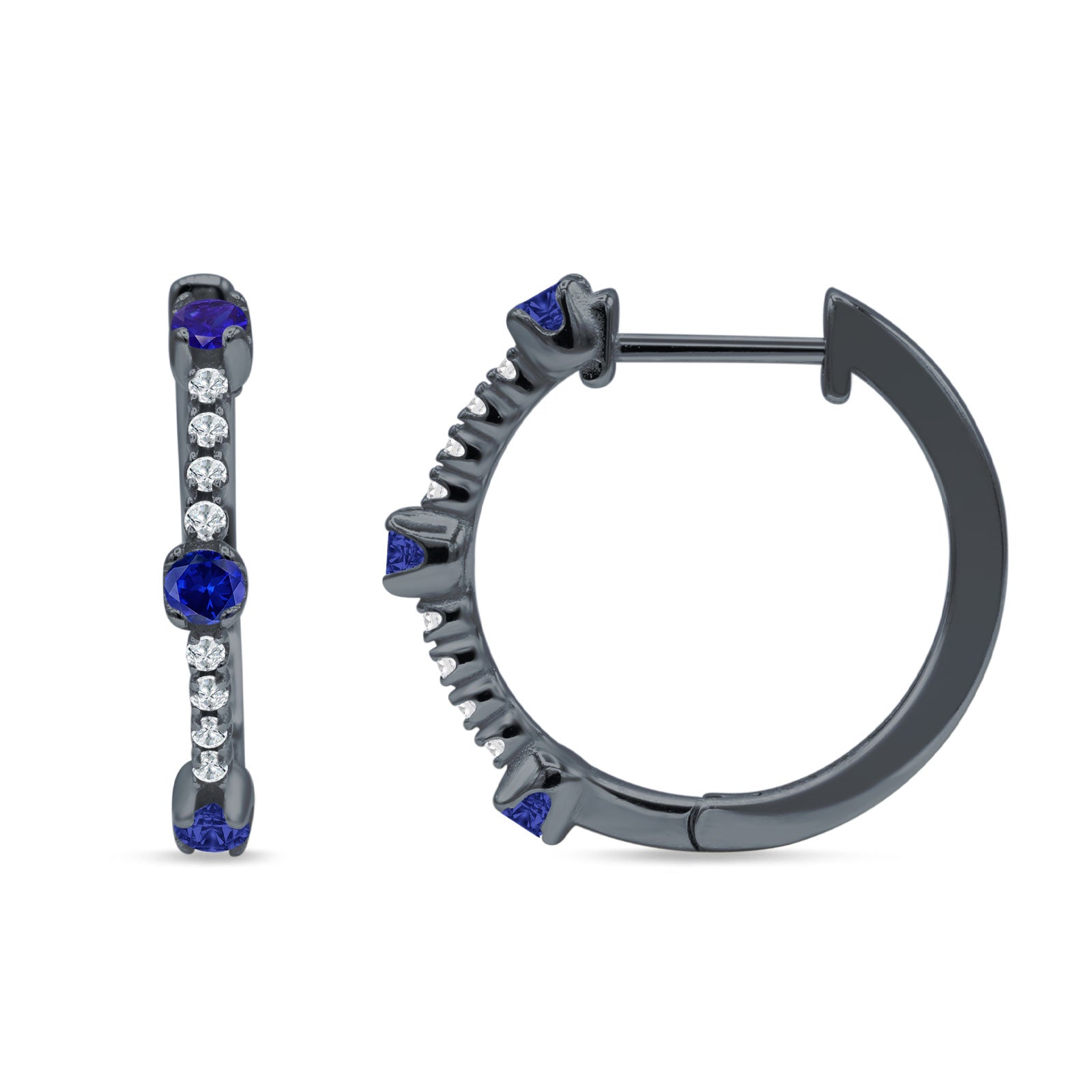 Round Cubic Zirconia Huggie Hoop Earring 925 Sterling Silver