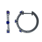 Round Cubic Zirconia Huggie Hoop Earring 925 Sterling Silver