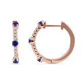 Round Cubic Zirconia Huggie Hoop Earring 925 Sterling Silver