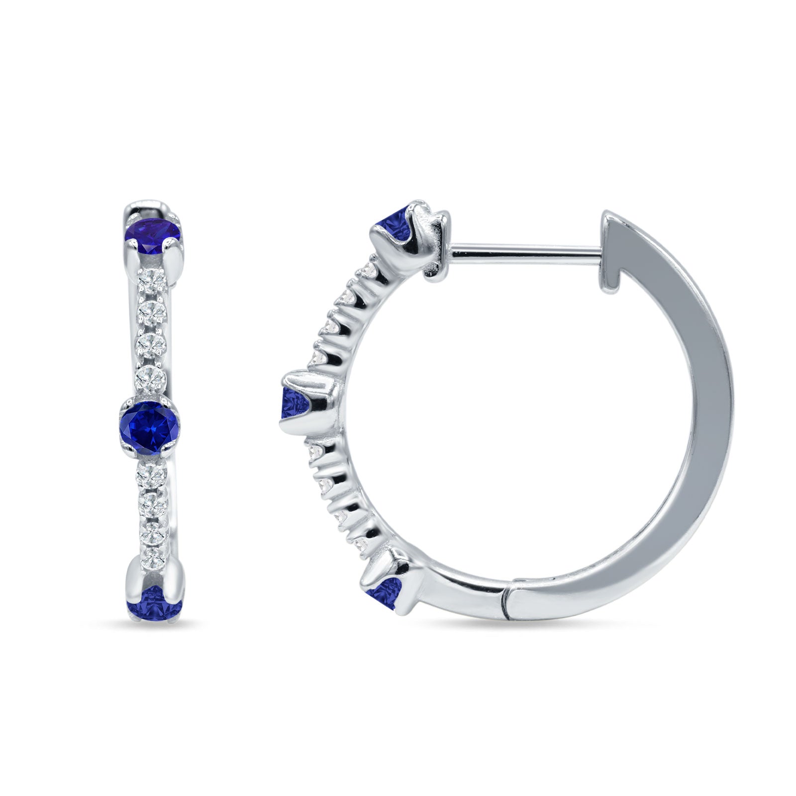 Round Cubic Zirconia Huggie Hoop Earring 925 Sterling Silver