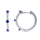 Round Cubic Zirconia Huggie Hoop Earring 925 Sterling Silver